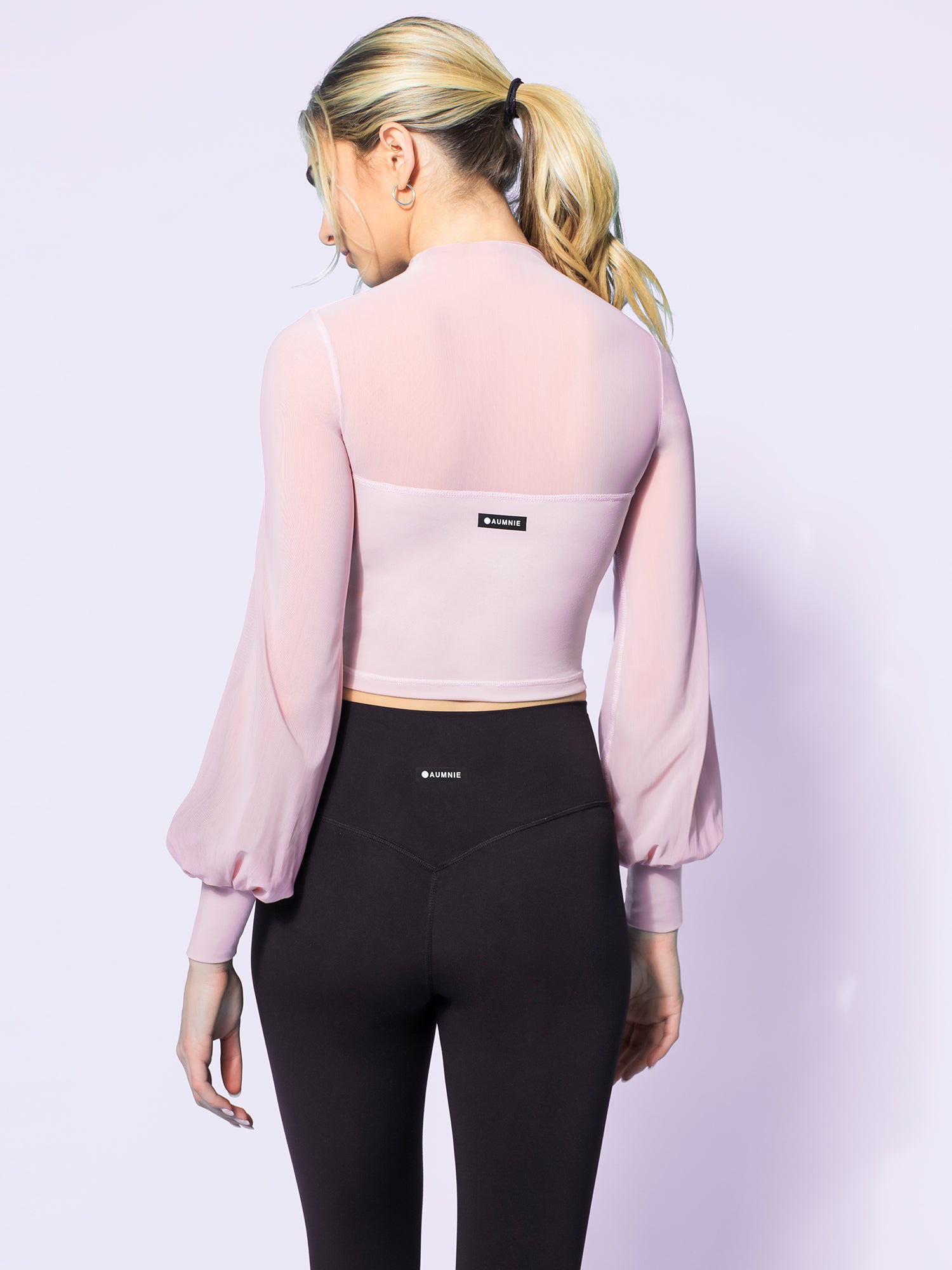 MESH ILLUSION PUFF SLEEVE CROP TOP, BLUSH/BLUSH MESH