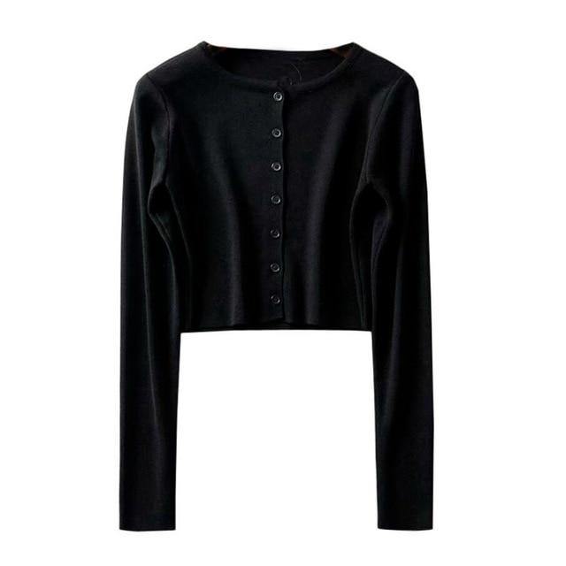 Korean Style O-neck Short Knitted Sweaters Women Thin Cardigan Fashion Sleeve Sun Protection Crop Top Ropa Mujer - souvikdeysample