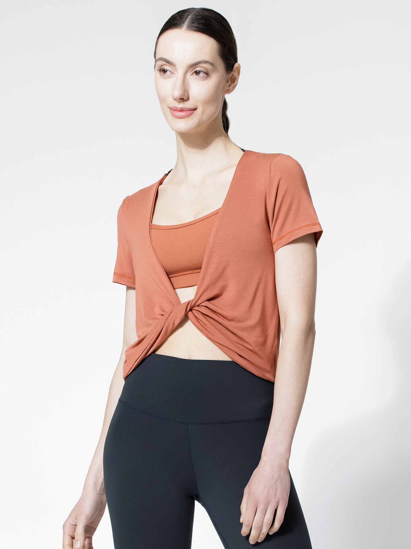 MODAL TWIST TEE, CLAY