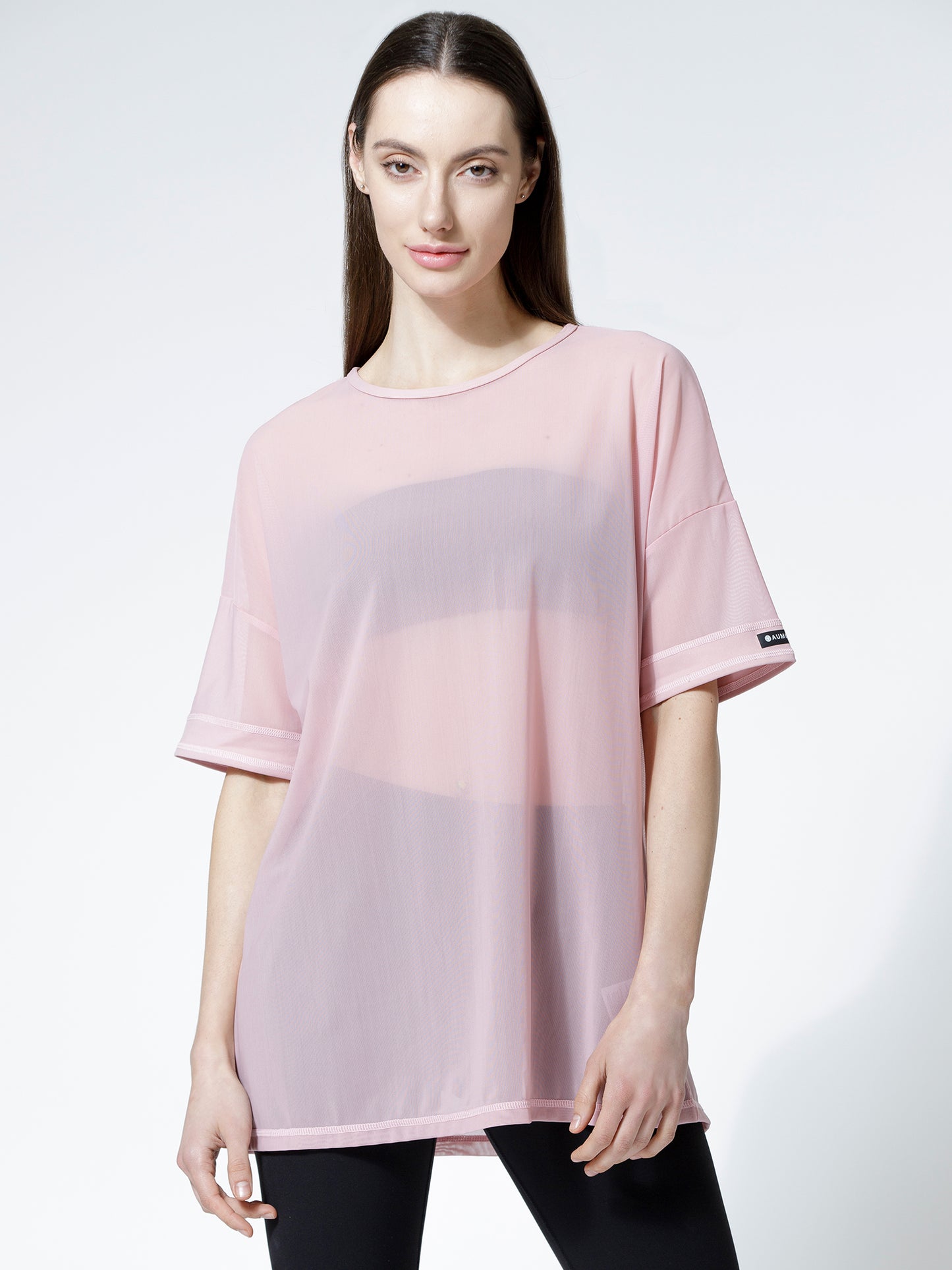 OVERSIZE MESH TEE, BLUSH