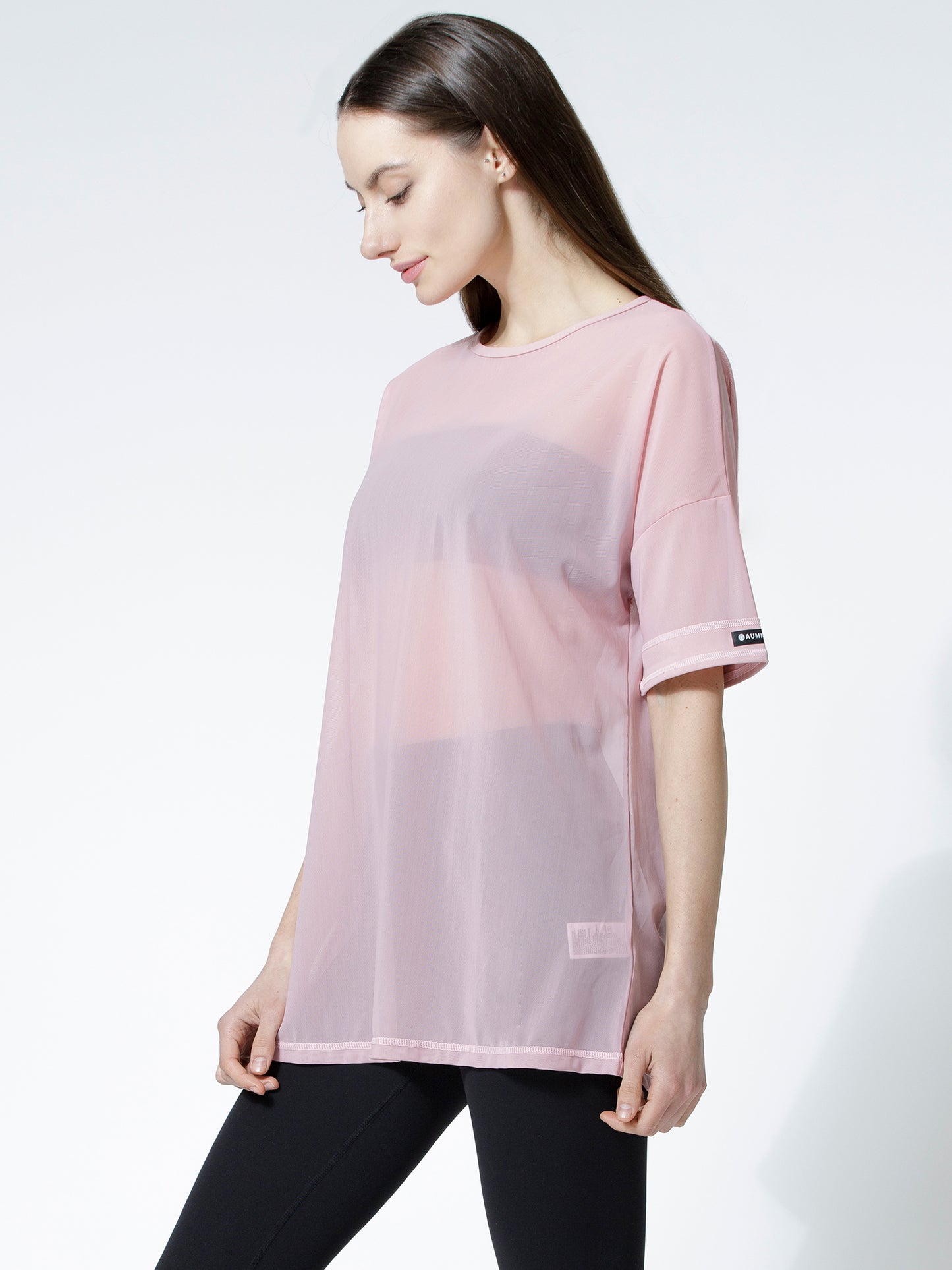 OVERSIZE MESH TEE, BLUSH