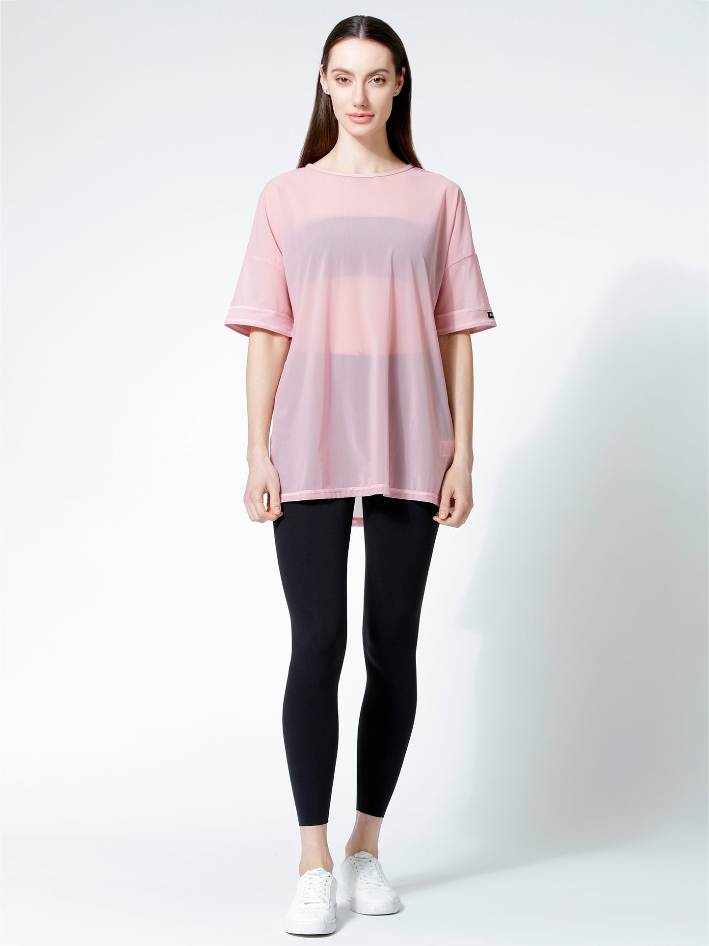 OVERSIZE MESH TEE, BLUSH