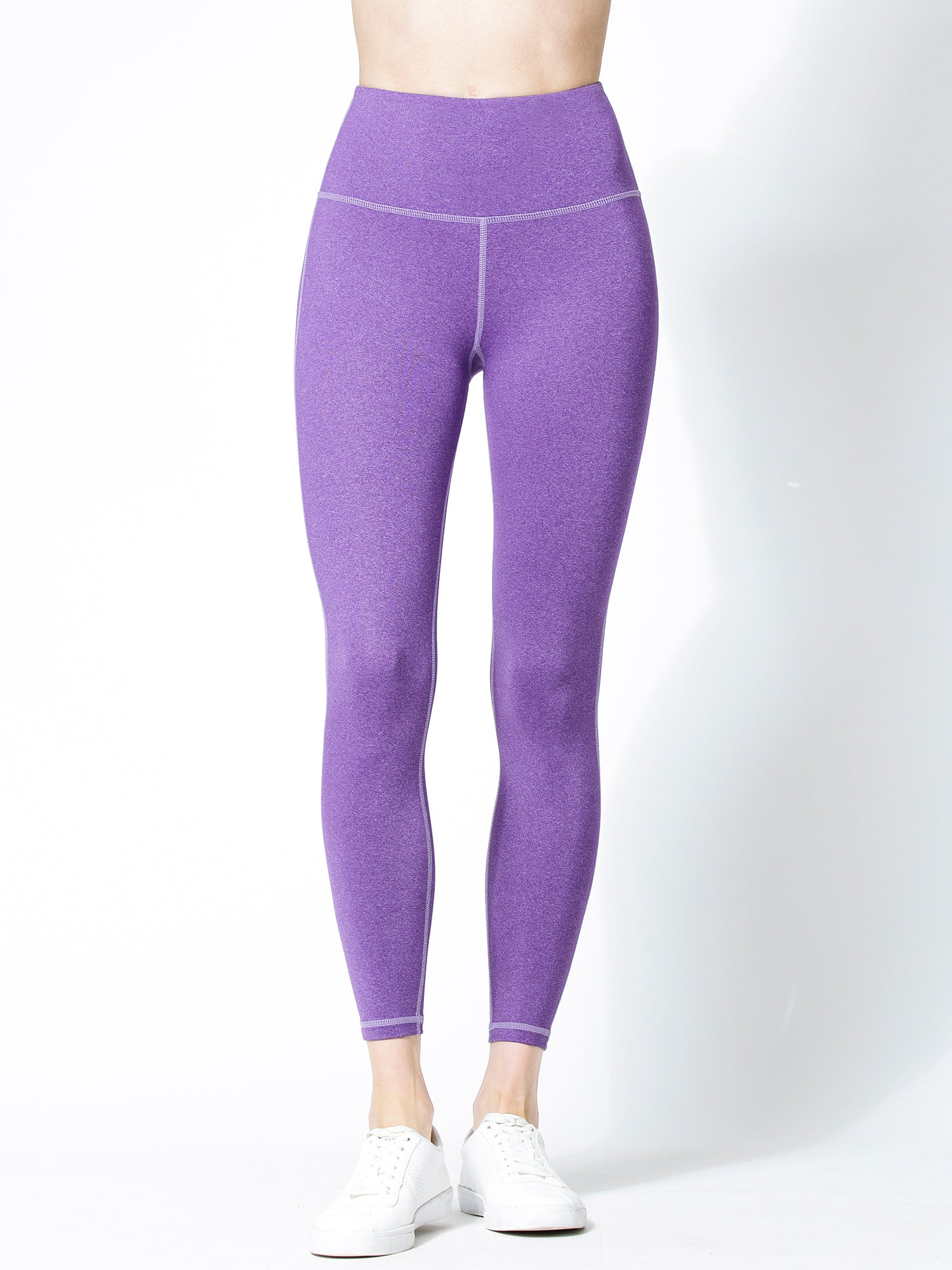 HIGH WAIST ANKLE CROPS, HEATHER PURPLE