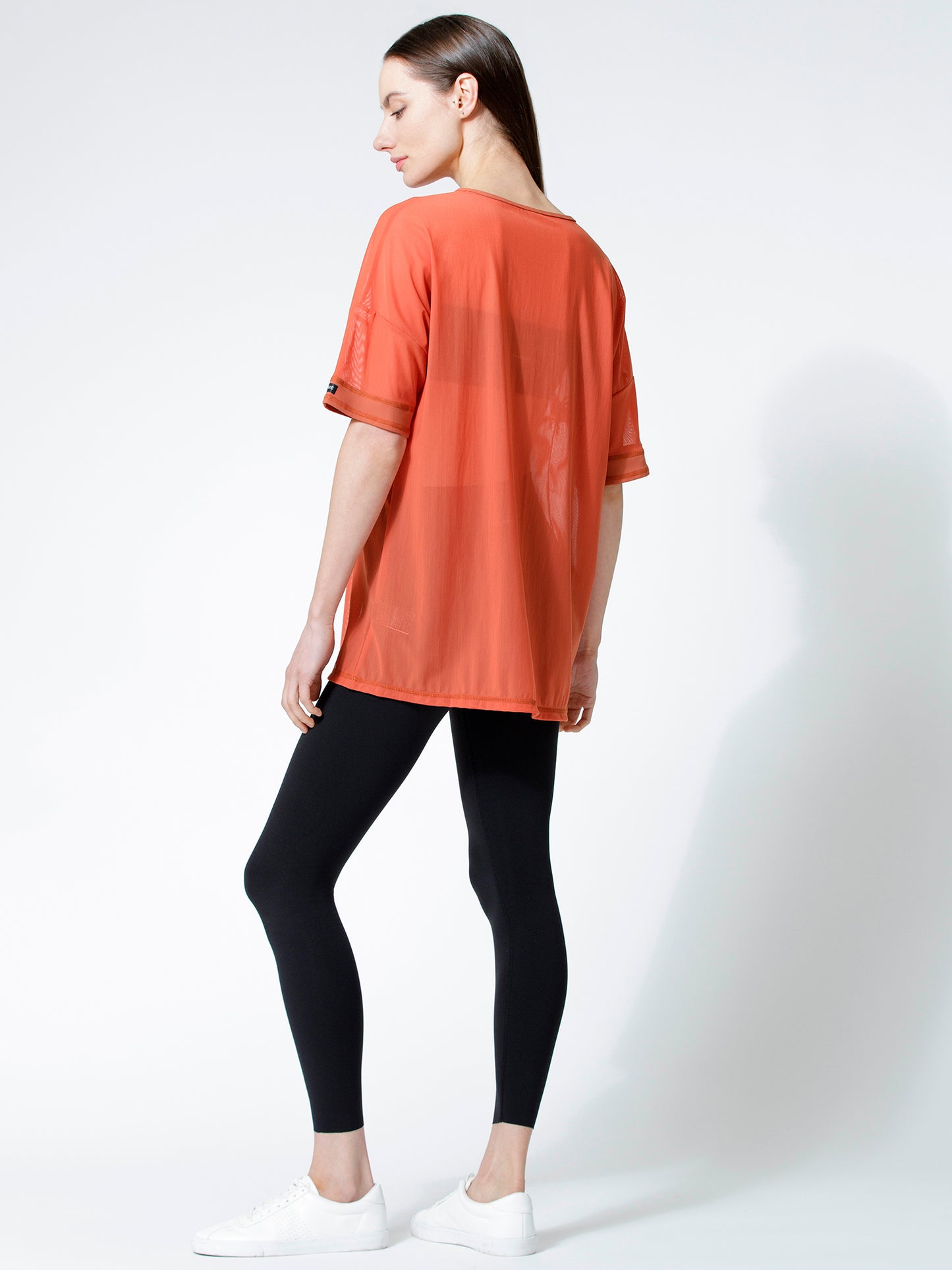 OVERSIZE MESH TEE, MAPLE