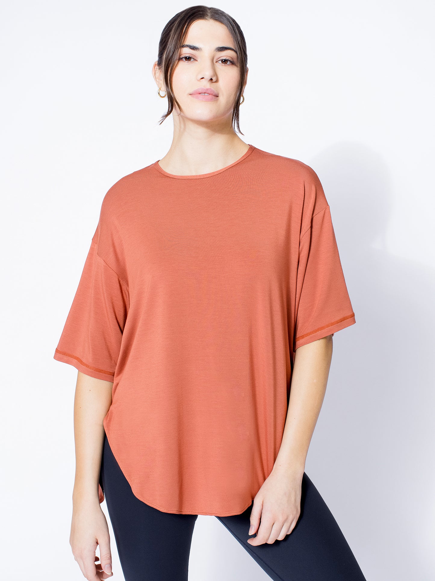 HI LO OVERSIZE TEE, CLAY