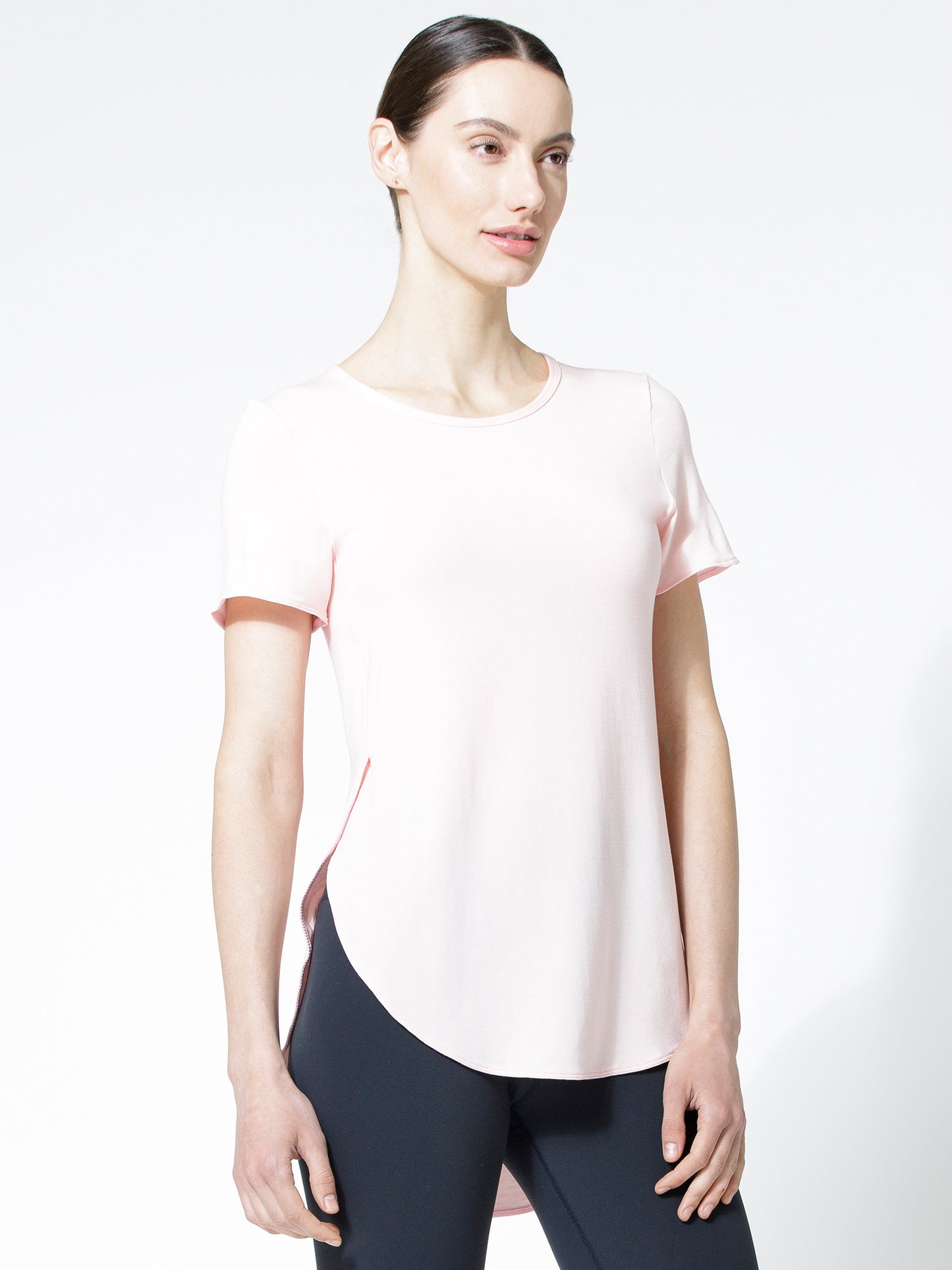HI LO SIDE SPLIT TEE, BALLET PINK