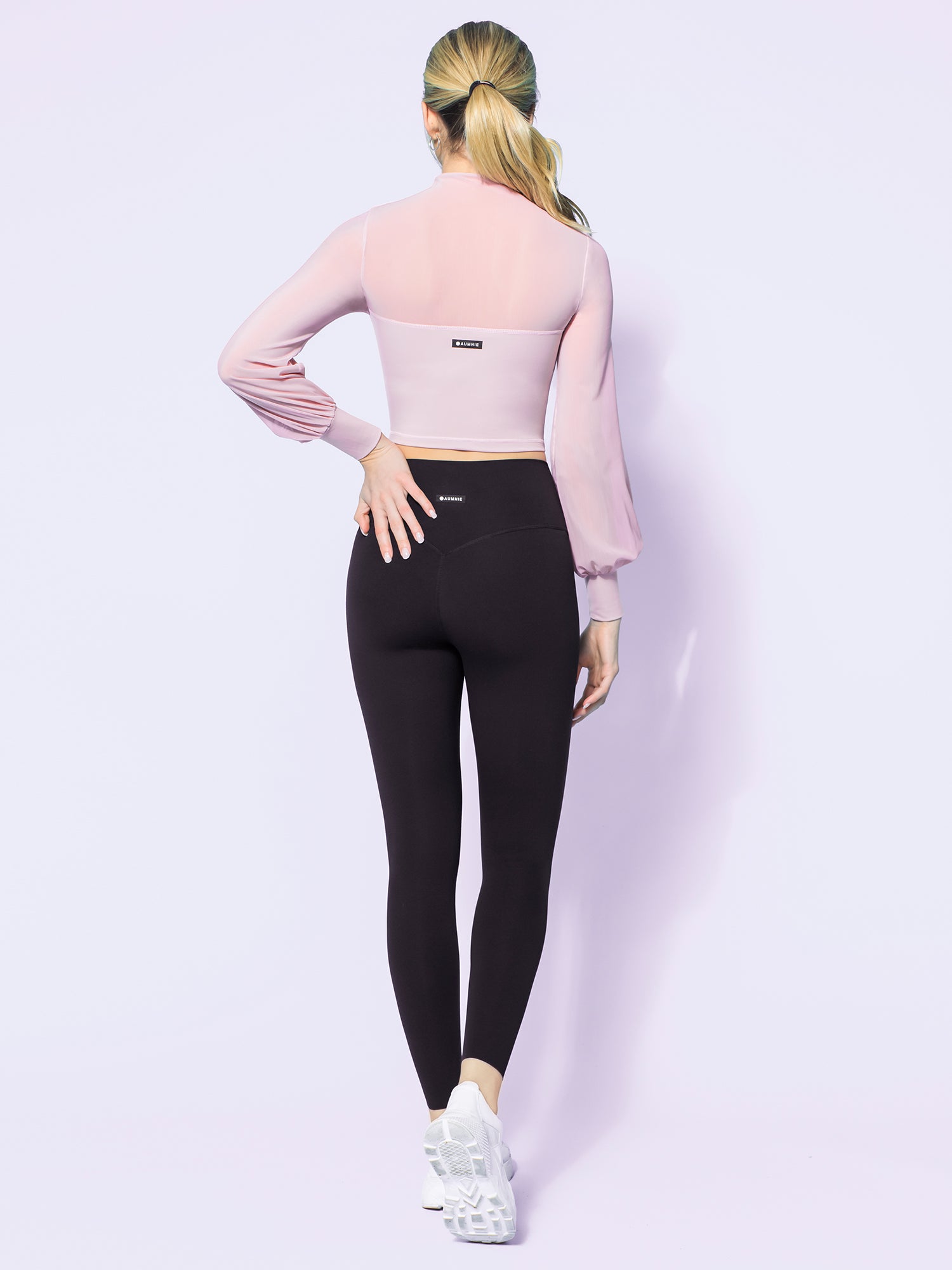 MESH ILLUSION PUFF SLEEVE CROP TOP, BLUSH/BLUSH MESH