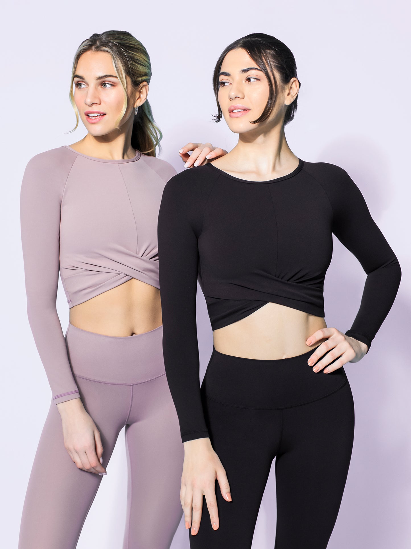 NUDE FRONT WRAP LONG SLEEVE TEE, ASH MAUVE
