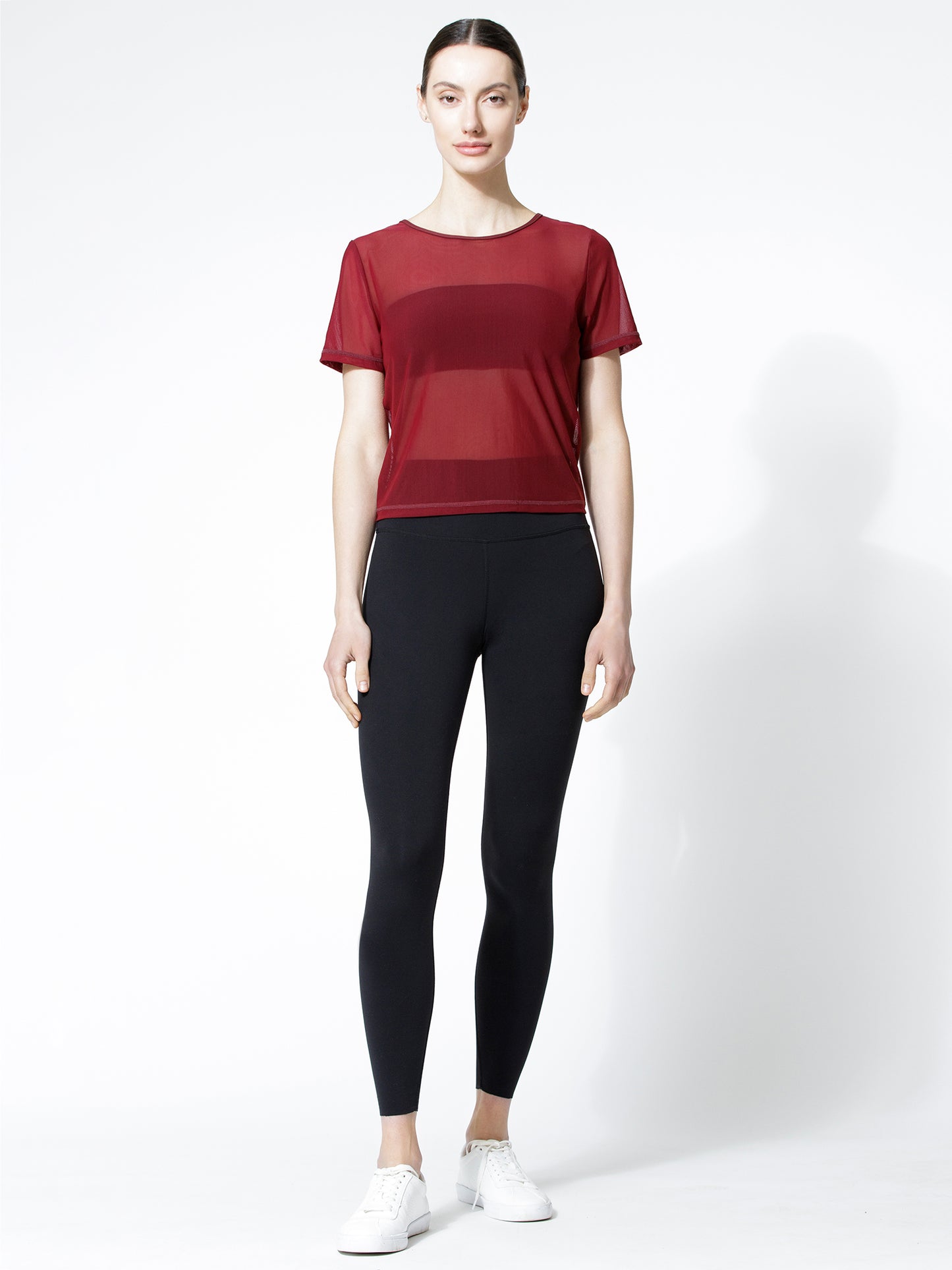 MESH TWIST TEE, BORDEAUX MESH