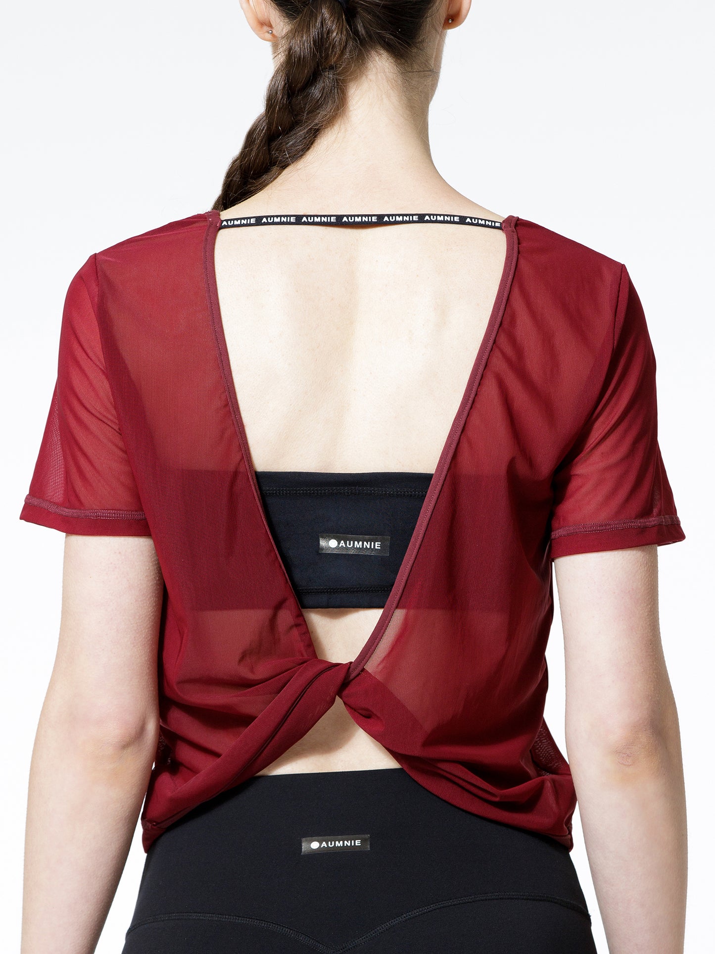 MESH TWIST TEE, BORDEAUX MESH
