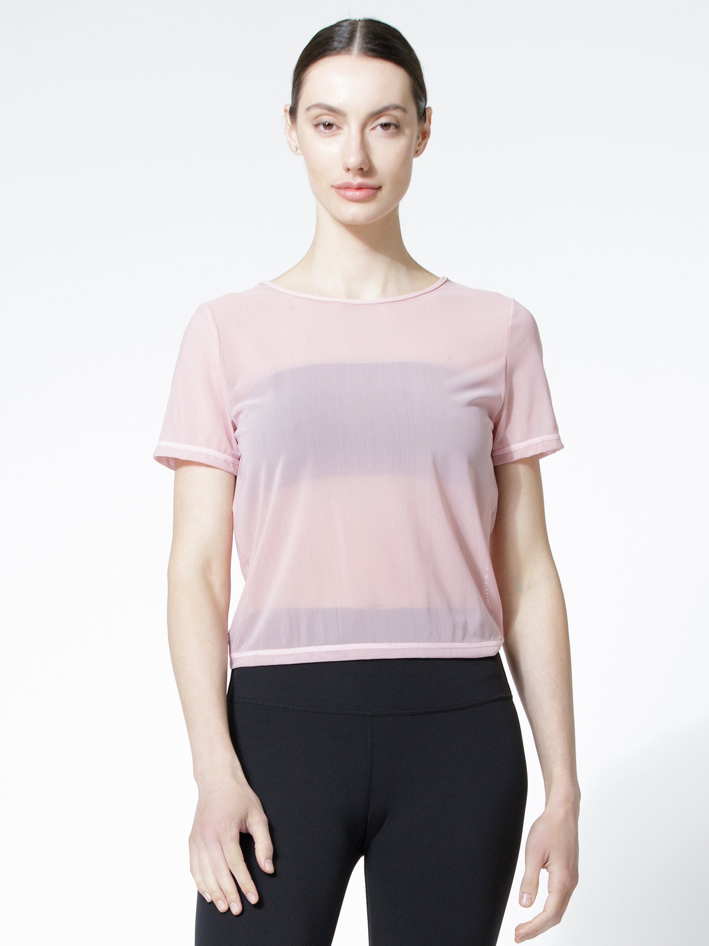 MESH TWIST TEE, BLUSH MESH