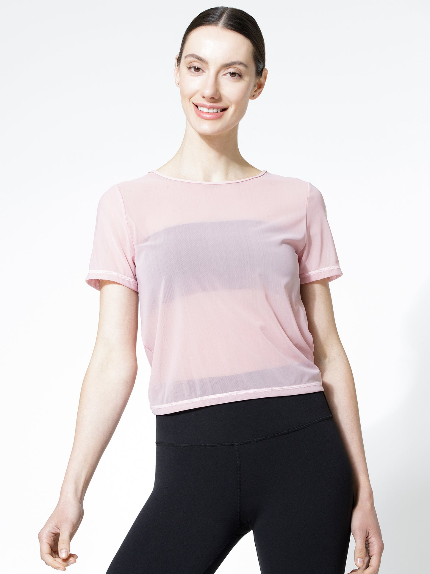 MESH TWIST TEE, BLUSH MESH