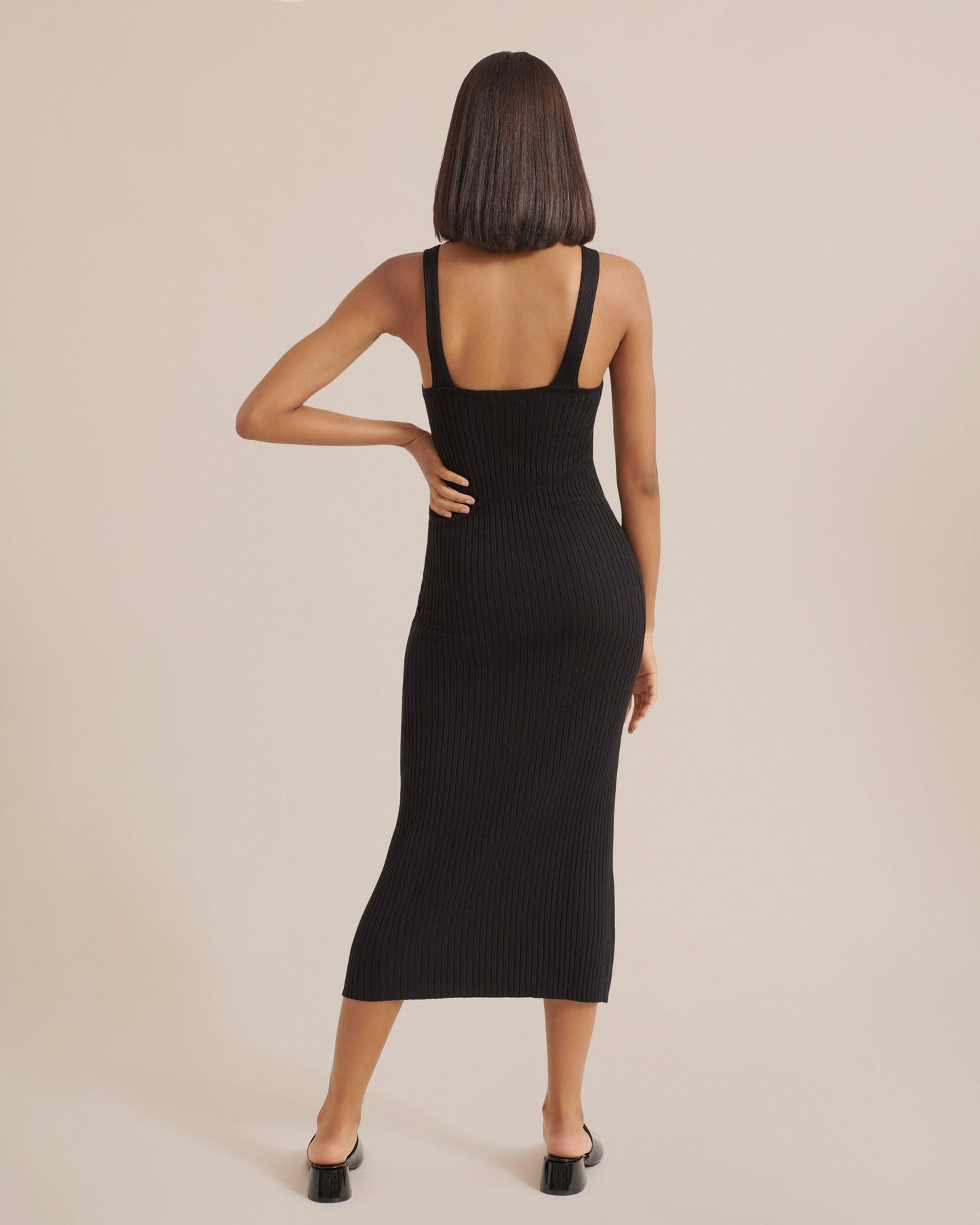 Teja V-Neck Ribbed Dress - souvikdeysample