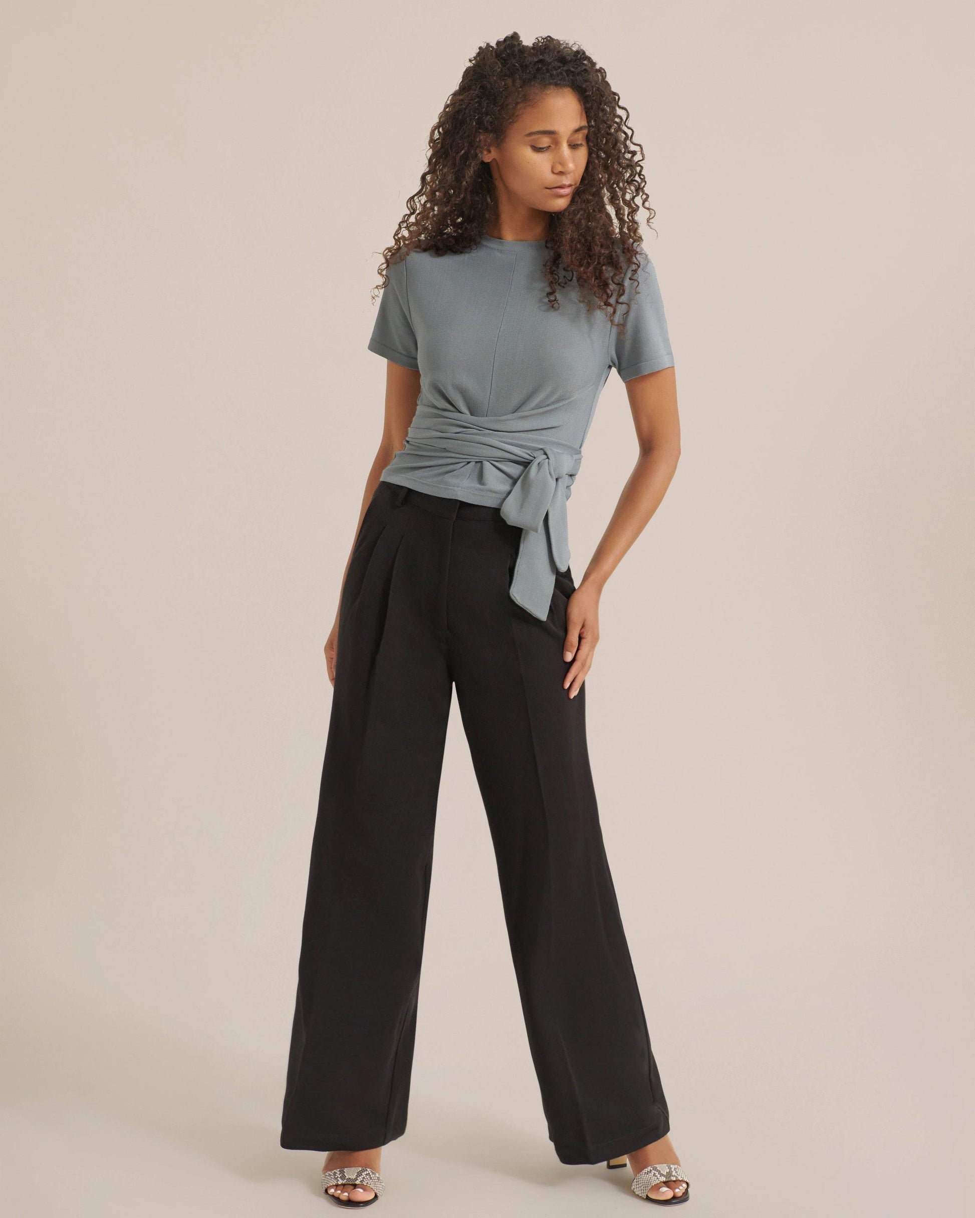 Jude Short-Sleeve Wrap Blouse - souvikdeysample