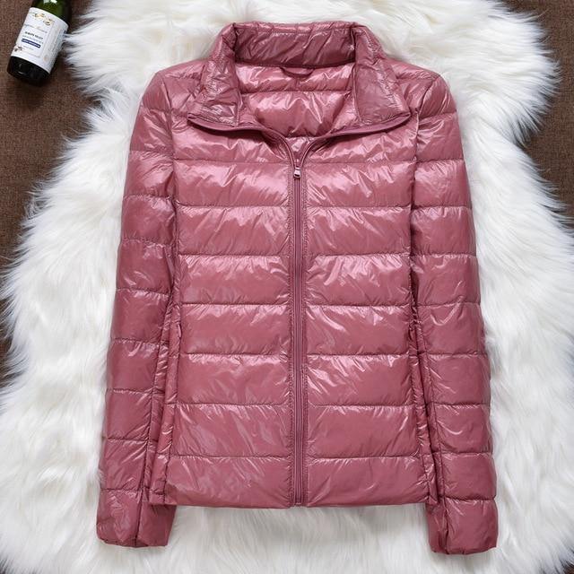 Winter Women Ultralight Thin Down Jacket White Duck Down Hooded Jackets Long Sleeve Warm Coat Parka Female Portable Outwear - souvikdeysample
