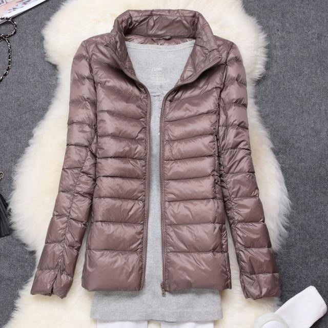 Winter Women Ultralight Thin Down Jacket White Duck Down Hooded Jackets Long Sleeve Warm Coat Parka Female Portable Outwear - souvikdeysample