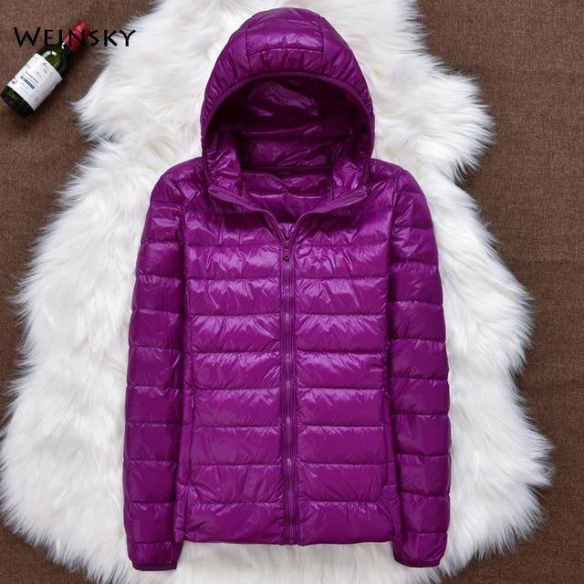 Winter Women Ultralight Thin Down Jacket White Duck Down Hooded Jackets Long Sleeve Warm Coat Parka Female Portable Outwear - souvikdeysample