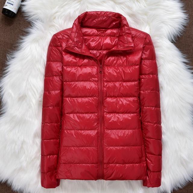 Winter Women Ultralight Thin Down Jacket White Duck Down Hooded Jackets Long Sleeve Warm Coat Parka Female Portable Outwear - souvikdeysample
