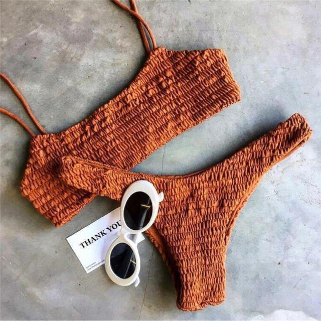 2017 New Sexy girls Bikini Push-up Pleated triangle Swimwear Women Push-up Bra Bikini Set Swimsuit Beach Bathing Swimwear - souvikdeysample