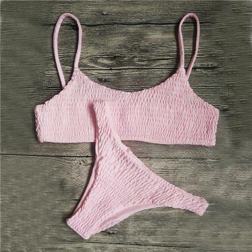 2017 New Sexy girls Bikini Push-up Pleated triangle Swimwear Women Push-up Bra Bikini Set Swimsuit Beach Bathing Swimwear - souvikdeysample