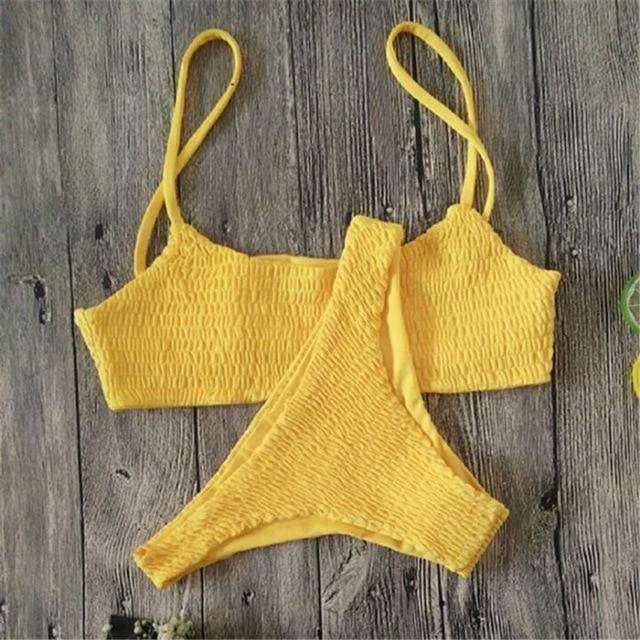 2017 New Sexy girls Bikini Push-up Pleated triangle Swimwear Women Push-up Bra Bikini Set Swimsuit Beach Bathing Swimwear - souvikdeysample