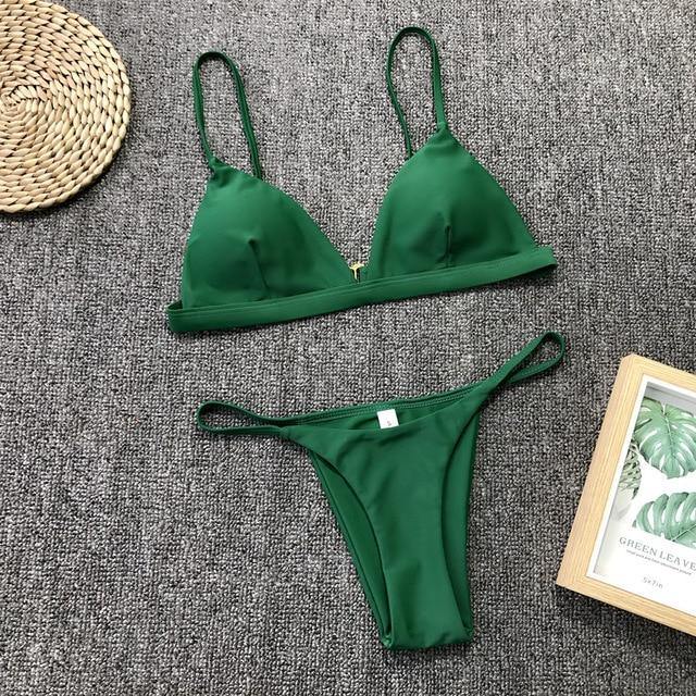 9 Colors Solid Bikini Set 2019 Sexy Push Up Swimwear Women Brazilian Swimsuit Low Waist Biquini Halter Two Pieces Bathing Suit - souvikdeysample
