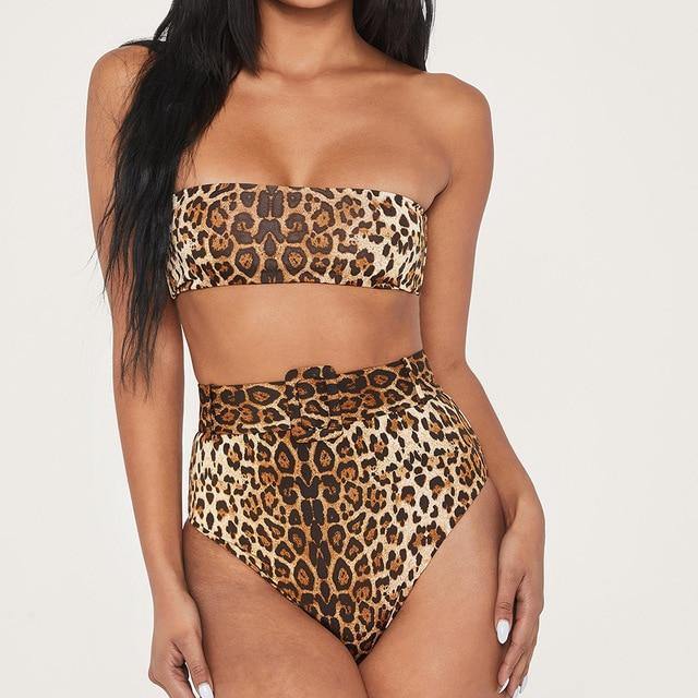 High Waist Bikini 2020 Sexy Black Swimwear Women Swimsuit High Leg Bandeau Bikinis Set Swimming for Bathing Suit Woman Swimsuits - souvikdeysample
