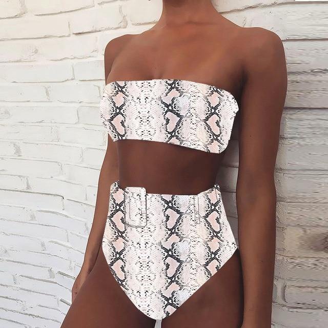 High Waist Bikini 2020 Sexy Black Swimwear Women Swimsuit High Leg Bandeau Bikinis Set Swimming for Bathing Suit Woman Swimsuits - souvikdeysample
