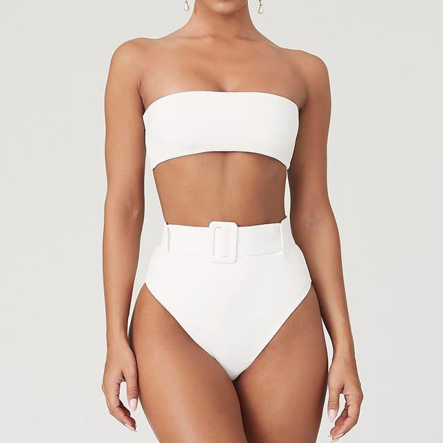 High Waist Bikini 2020 Sexy Black Swimwear Women Swimsuit High Leg Bandeau Bikinis Set Swimming for Bathing Suit Woman Swimsuits - souvikdeysample