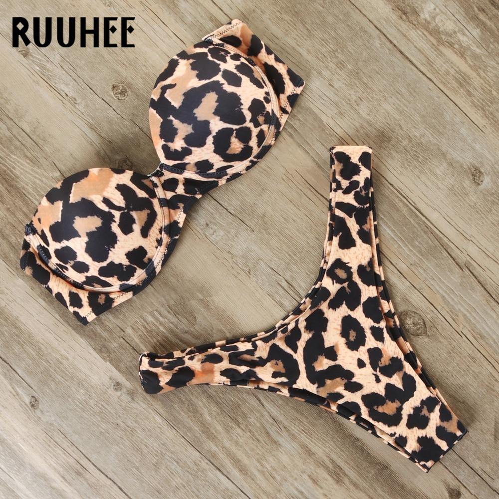 RUUHEE Bikini Swimwear Women Swimsuit 2020 Leopard Brazilian Bikini Set Push Up Bathing Suit Female Summer Beach Wear Biquini - souvikdeysample