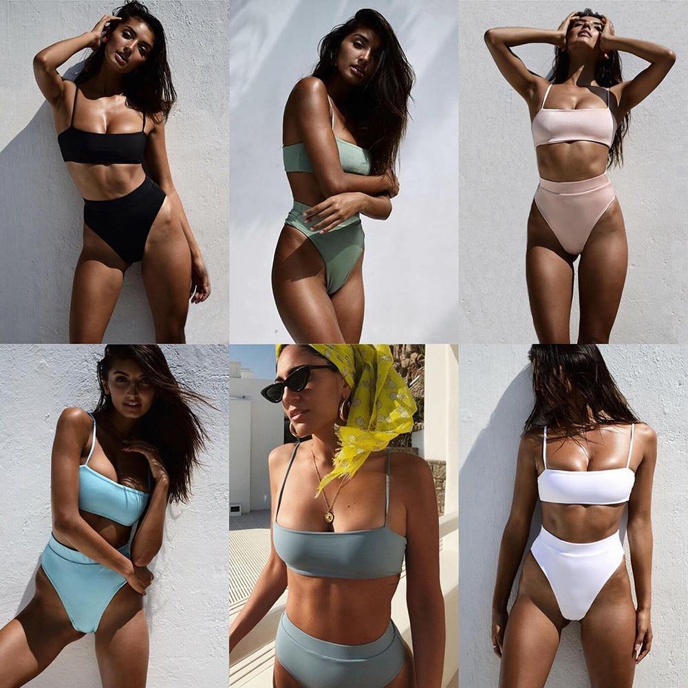 ZTVitality Sexy Bikinis Solid Push Up Bikini 2020 Hot Sale Padded Bra Straps High Waist Swimsuit Female Swimwear Women Biquini - souvikdeysample