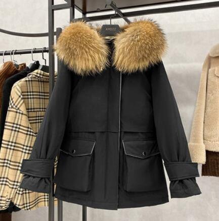 Large Natural Raccoon Fox Fur Hooded Winter Down Coat Women 90% White Duck Down Jacket Thick Warm Parkas Female Outerwear - souvikdeysample