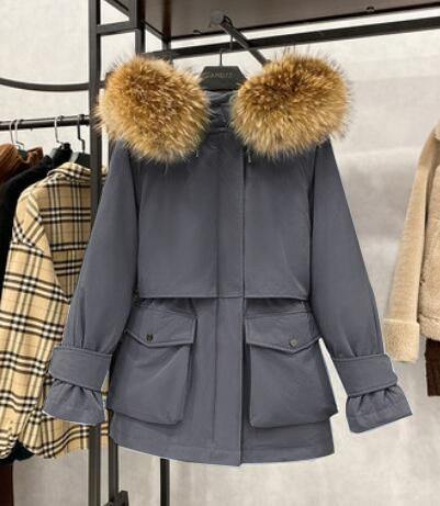 Large Natural Raccoon Fox Fur Hooded Winter Down Coat Women 90% White Duck Down Jacket Thick Warm Parkas Female Outerwear - souvikdeysample