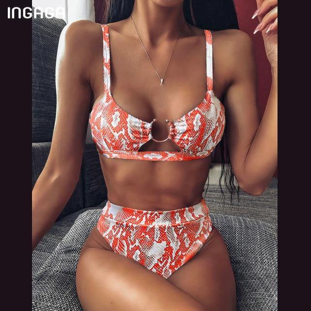 INGAGA High Waist Bikini 2020 Push Up Swimsuit Leopard Swimwear Women Brazilian Bikini Set Biquini Sexy Bathing Suit Women - souvikdeysample