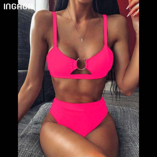 INGAGA High Waist Bikini 2020 Push Up Swimsuit Leopard Swimwear Women Brazilian Bikini Set Biquini Sexy Bathing Suit Women - souvikdeysample