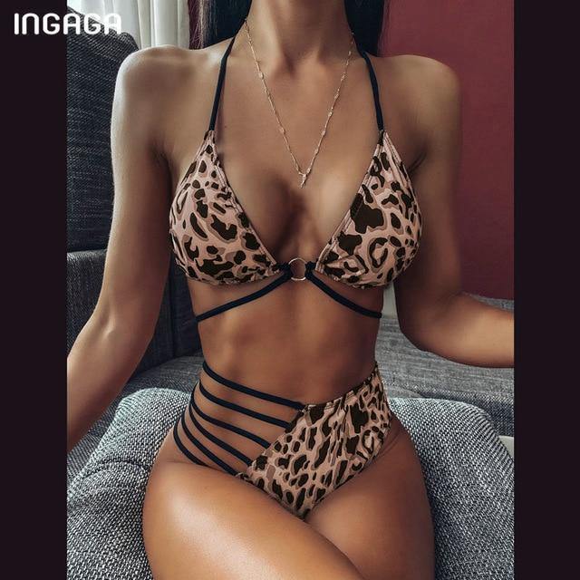 INGAGA High Waist Bikini 2020 Push Up Swimsuit Leopard Swimwear Women Brazilian Bikini Set Biquini Sexy Bathing Suit Women - souvikdeysample