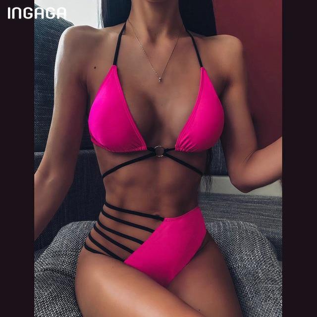 INGAGA High Waist Bikini 2020 Push Up Swimsuit Leopard Swimwear Women Brazilian Bikini Set Biquini Sexy Bathing Suit Women - souvikdeysample