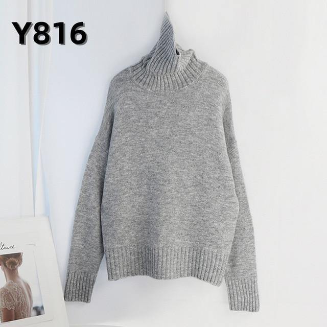 Aachoae Autumn Winter Women Knitted Turtleneck Cashmere Sweater 2020 Casual Basic Pullover Jumper Batwing Long Sleeve Loose Tops - souvikdeysample