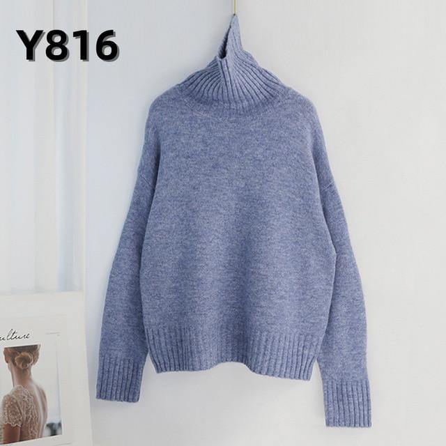 Aachoae Autumn Winter Women Knitted Turtleneck Cashmere Sweater 2020 Casual Basic Pullover Jumper Batwing Long Sleeve Loose Tops - souvikdeysample
