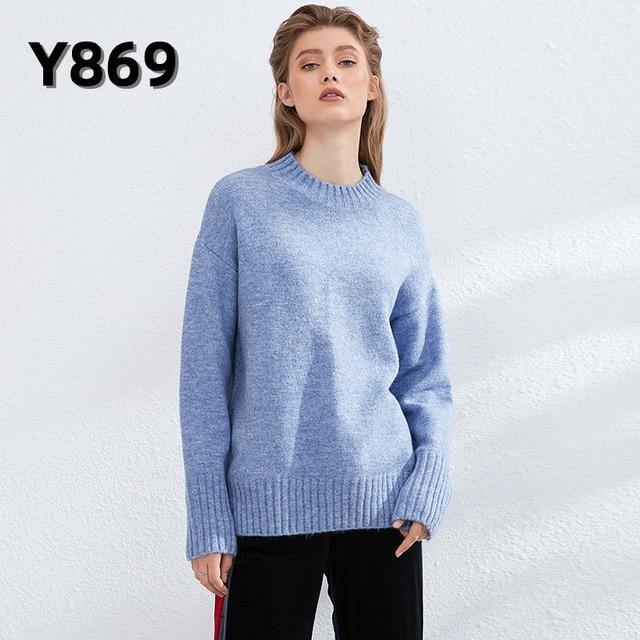 Aachoae Autumn Winter Women Knitted Turtleneck Cashmere Sweater 2020 Casual Basic Pullover Jumper Batwing Long Sleeve Loose Tops - souvikdeysample