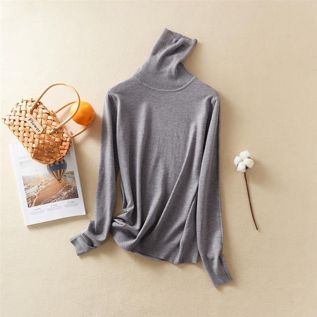 Marwin 2020 New-Coming Autumn Winter Solid Turn-Down Collar Pullovers Female Thick Turtleneck Knitted High Street  Women Sweater - souvikdeysample