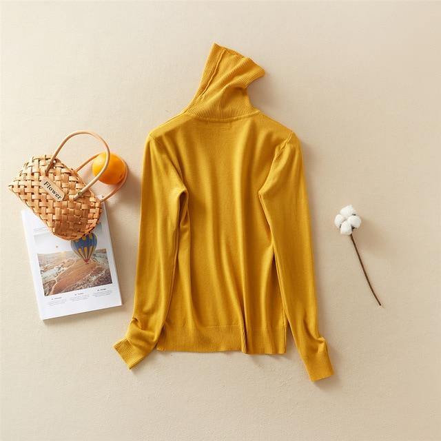 Marwin 2020 New-Coming Autumn Winter Solid Turn-Down Collar Pullovers Female Thick Turtleneck Knitted High Street  Women Sweater - souvikdeysample