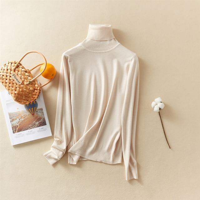 Marwin 2020 New-Coming Autumn Winter Solid Turn-Down Collar Pullovers Female Thick Turtleneck Knitted High Street  Women Sweater - souvikdeysample