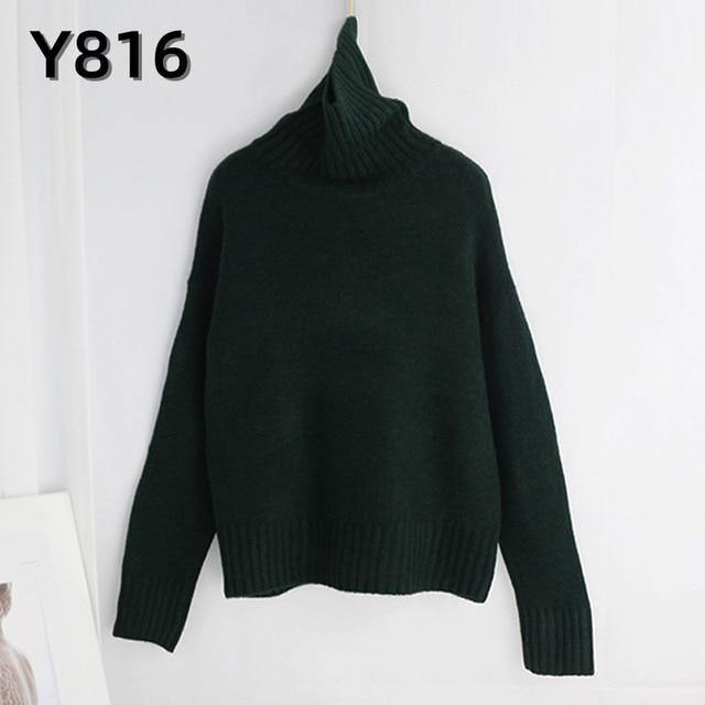 Aachoae Autumn Winter Women Knitted Turtleneck Cashmere Sweater 2020 Casual Basic Pullover Jumper Batwing Long Sleeve Loose Tops - souvikdeysample