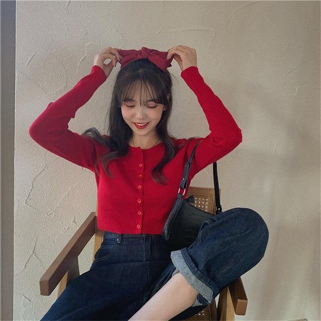 Korean Style O-neck Short Knitted Sweaters Women Thin Cardigan Fashion  Sleeve Sun Protection Crop Top Ropa Mujer - souvikdeysample